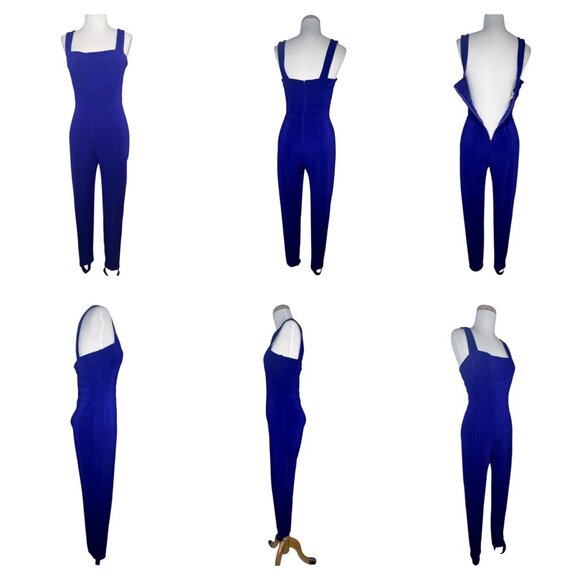 Vintage J.Harris Tadashi Royal Blue Womens Jumpsuit 1980s XS Polyester Stretch - Picture 6 of 11